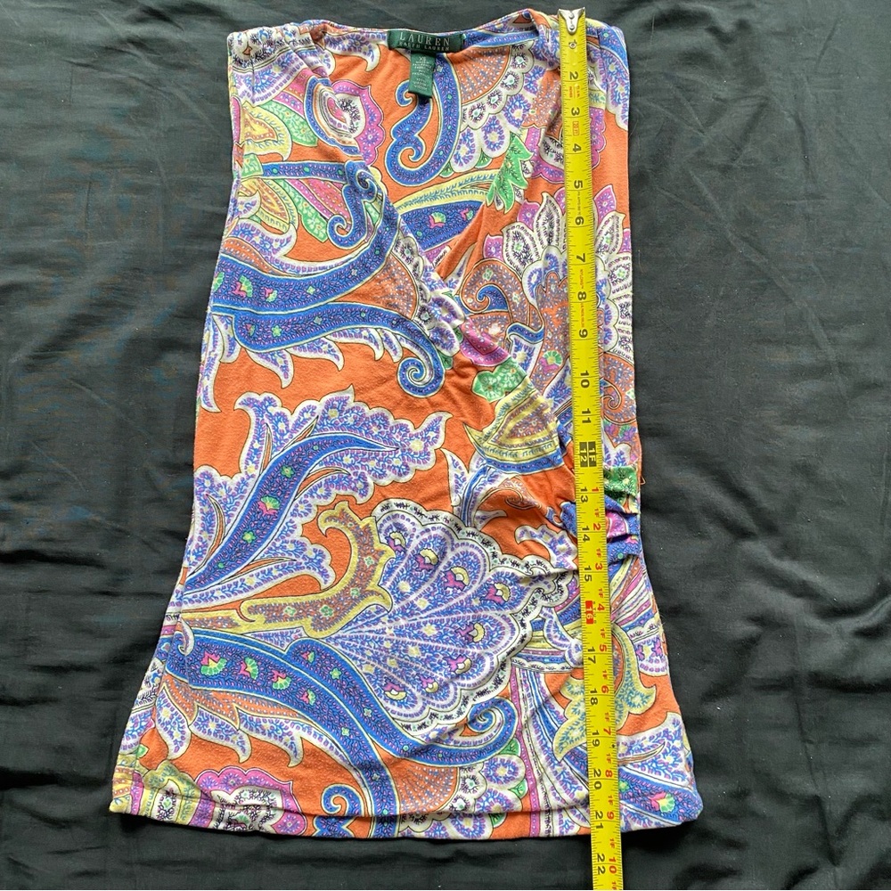 Lauren Ralph Lauren Orange Paisley Sleeveless Tank - Picture 6 of 7